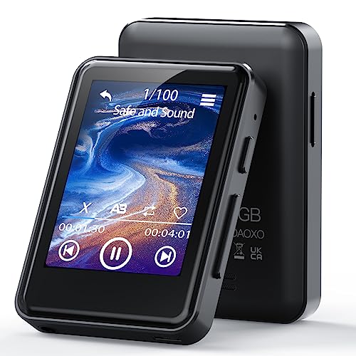 ZOOAOXO 128GB Lettore MP3 con Bluetooth 5.2 con 2.4' Touch Reattivo Screen, Altoparlante Integrato, Qualità del Suono HIFI, E-Book, Sveglia, Radio FM, Registratore Vocale, Inclusi gli Auricolari