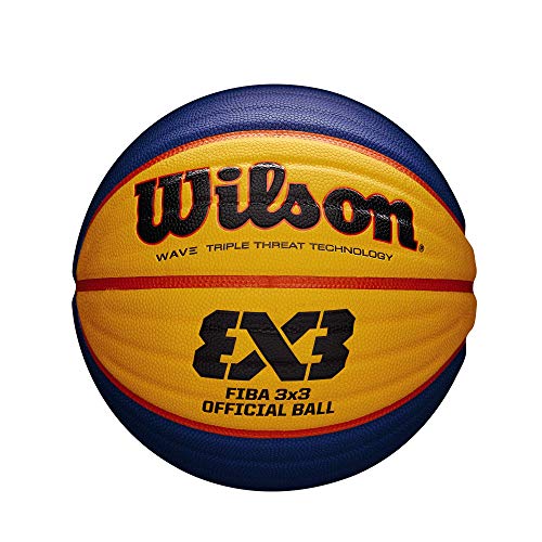 Wilson, Basket, Pallone da basket FIBA 3x3 Game, Misura 6, Blu/Giallo, Gomma, Uso all'interno e all'esterno, WTB0533XB