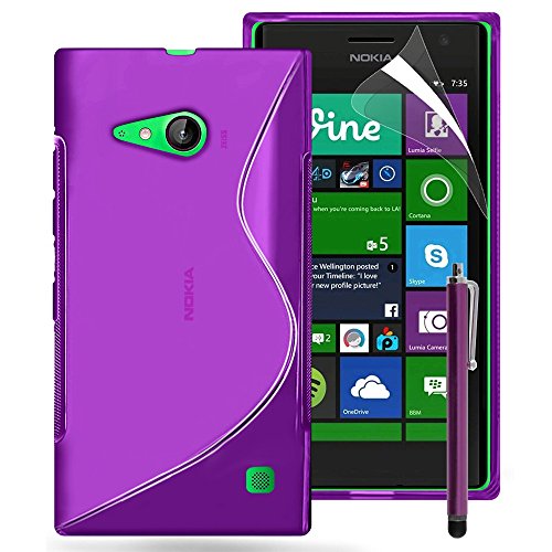 VComp-Shop® S-Line - Custodia protettiva in silicone TPU per Nokia Lumia 735/ 730 Dual SIM + pennino capacitivo + pellicola protettiva per lo schermo in omaggio