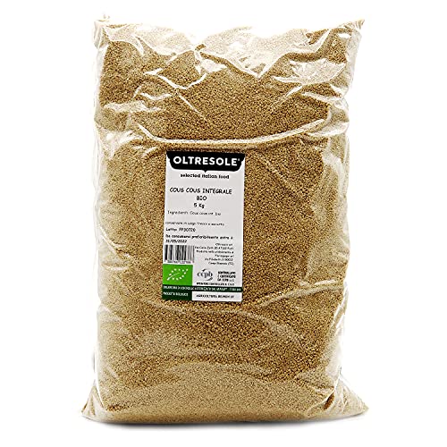 Oltresole - Cous Cous Integrale Biologico 5 Kg - granelli di semola di grano duro integrale da coltivazione bio, ideale per primi piatti e contorni salutari, confezione convenienza