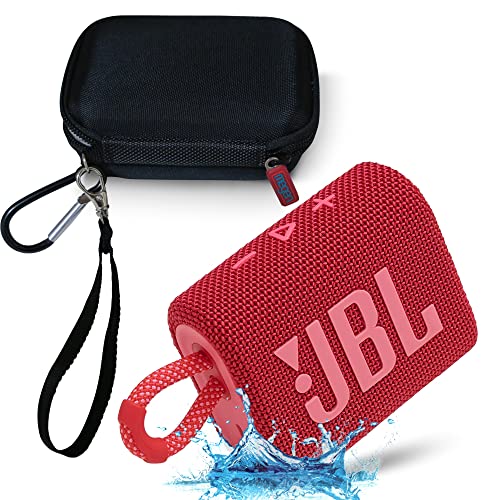 JBL GO 3 - Set di altoparlanti Bluetooth ultra portatili impermeabili con custodia rigida Megen (rosso)