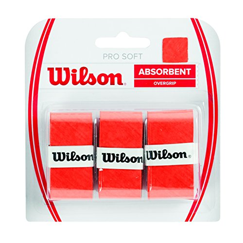Wilson Grip WRZ4040OR Impugnatura Pro Soft Overgrip, Unisex, rosso, 3 Unità