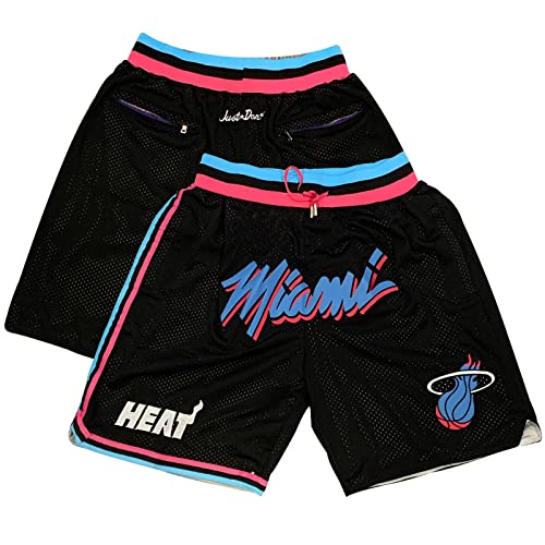Miami Heat Shorts Uomo Pantaloncini da Basket Pantaloncini da Allenamento Quick Dry per Sport all'Aria Aperta Pantaloncini Miami Heat City Edition Pantaloncini da Basket Nero S