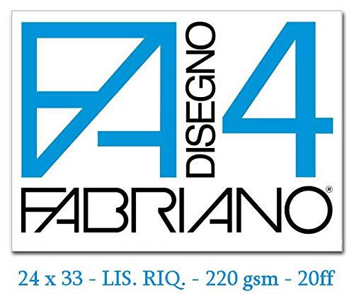 Fabriano F4 05201597, Album da Disegno, Formato 24 x 33 cm, Fogli Lisci Riquadrati, Grammatura 220gr/m2, 20 Fogli