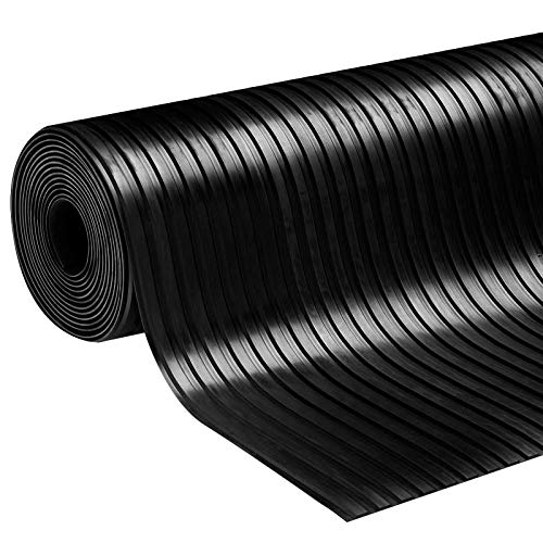 Tappetino in gomma per pavimenti a coste larghe, disponibile in 2 diverse misure; spessore: 3 mm, tappetino antiscivolo, 120 x 350 cm