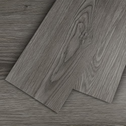 Mysflosy Pavimento in vinile autoadesivo, in PVC, effetto legno, impermeabile, colore rovere grigio, 15,24 cm x 91,44 cm, rivestimento per pavimenti in vinile, 16 assi, copertura 2,23 m²