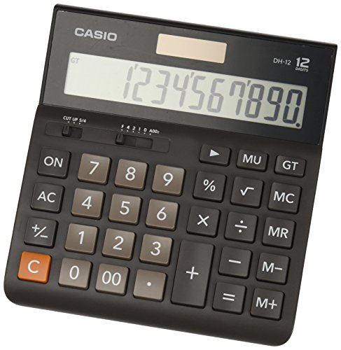 CASIO DH-12BK calcolatrice da tavolo - Display a 12 cifre, selettore di arrotondamento, gran totale
