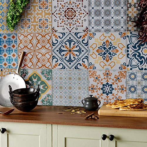 24 pezzi, vari adesivi per piastrelle a mosaico, 15x15 cm facili da staccare e applicare per la tua cucina, adesivi quadrati in pellicola decorativa per bagno