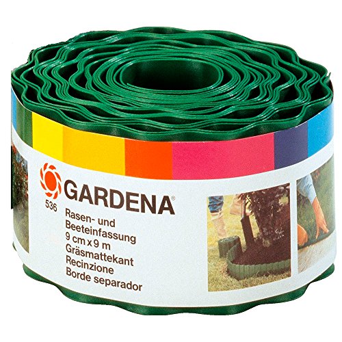 Gardena Recinzione per prato altezza 9 cm: Delimitazione per il prato, idonea anche per aiuole, 9 m, plastica di alta qualità, verde (536-20)