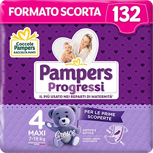 Pampers Progressi Maxi, 132 Pannolini, Taglia 4 (7-18 Kg)