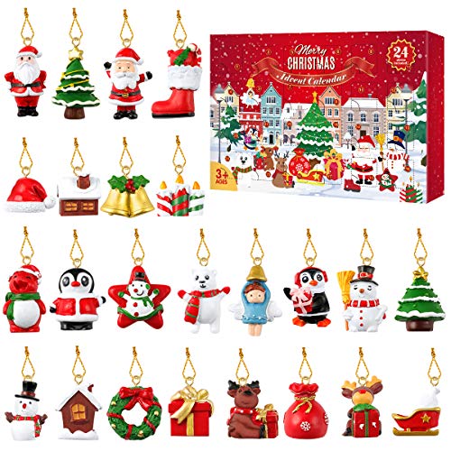 Tomaibaby Conto alla Rovescia per Il Calendario Dellavvento Natalizio con 24 Ornamenti Appesi Allalbero di Natale per Decorazioni Natalizie