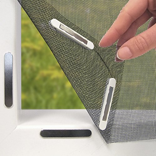 EASYmaxx zanzariera per finestre'Magic Click' | Tagliata su misura per tutte le finestre fino a 150 x 130 cm | Pratica chiusura magnetica, facile montaggio adesivo [trasparente]