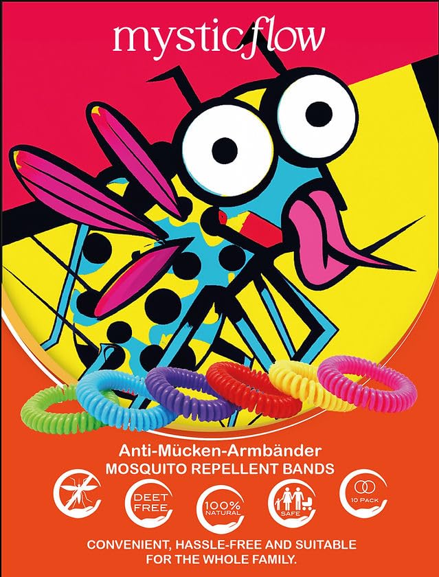 Mysticflow Zanzara Repellant Bracelets – Braccialetti anti-zanzare – Confezione da 10 pezzi – Essential Oil Infusion.
